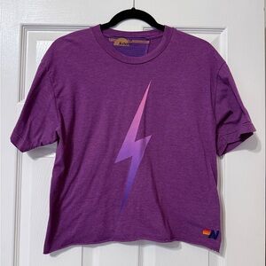 Aviator Nation Purple Lightning Bolt boxy t-shirt